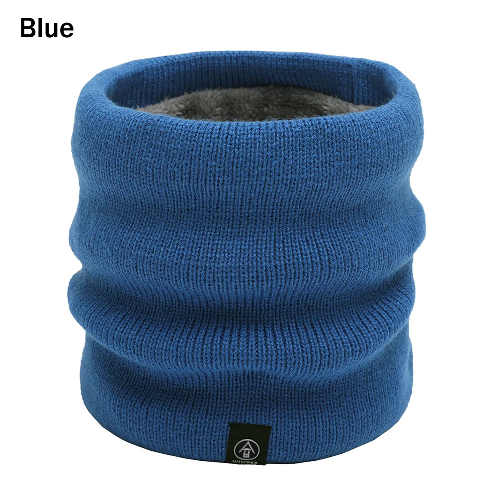 blue 1 шт. вязаный Флисовый Шарф для шеи Лыжная Балаклава шапка теплая вязаная шапка Толстая шаль теплая круглая обертка аксессуары для улицы - Цвет: blue