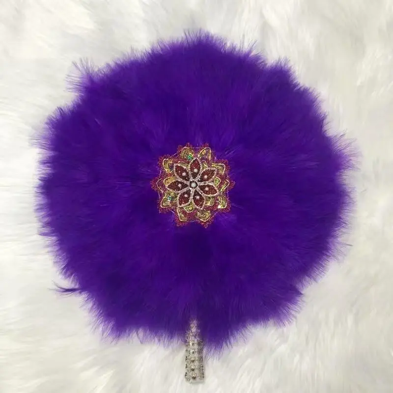 

ESEWING 1Pc/bag New style African Soft Feather Hand Fan and Gold Handle Dance Fans for Party Or Wedding