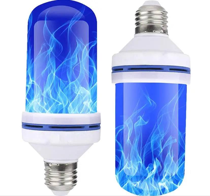 Flame Light Bulbs LED Flame Effect Fire Light Bulbs 4 Modes Glowing Flame Lights Atmosphere Decorative Light for Halloween Party - Цвет: Синий