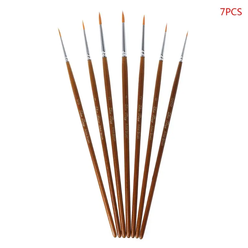 7 unids/set profesional detalle cepillo de pintura punta fina punta pinceles miniatura para acrílico acuarela dibujo al óleo Kits