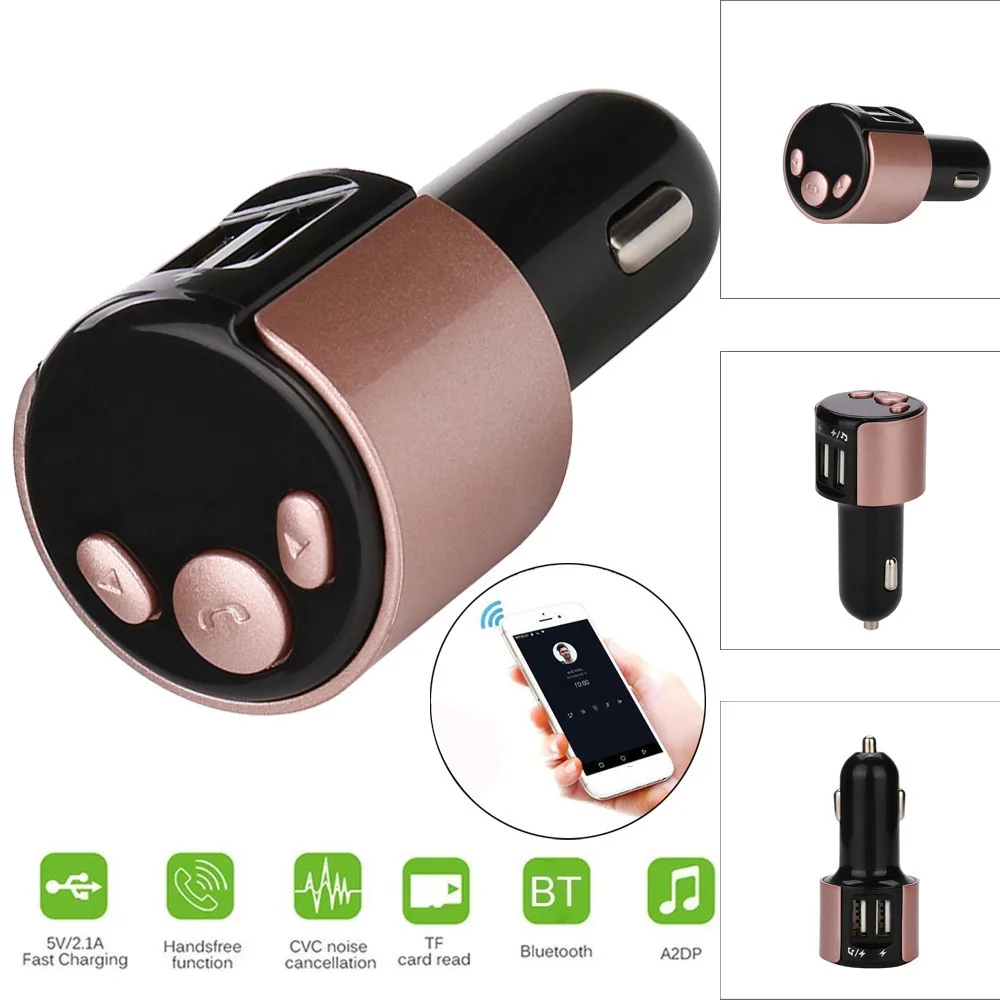 Ouhaobin Bluetooth автомобильный FM светодиодный передатчик беспроводной MP3-плеер Адаптер зарядного устройства с двойным USB для сотового телефона