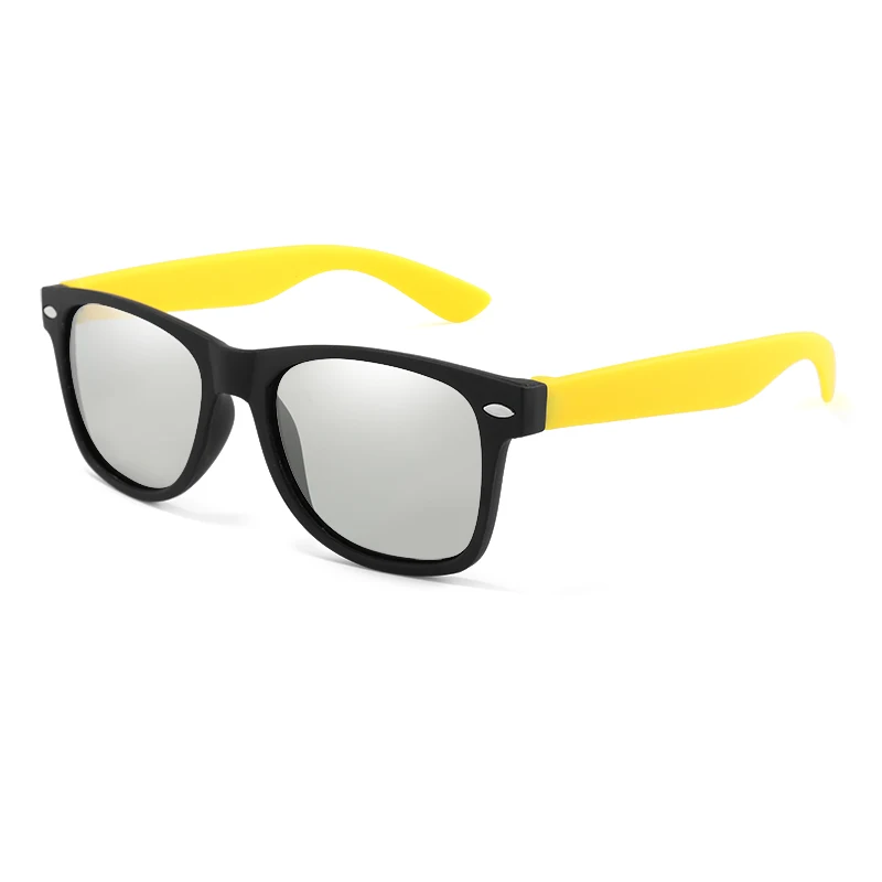 Фотохромные брендовые дизайнерские солнцезащитные очки для мужчин и женщин, классические ретро поляризованные солнцезащитные очки с заклепками, квадратная оправа, защита от ультрафиолетовых лучей - Lenses Color: black yellow