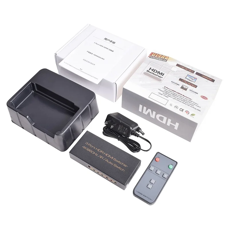 HDMI ȣȯ ġ , 3 in 1 Out, 4K @ 60Hz UHD HDR 3 Ʈ, 4K  IR , 18Gbps 1080P 3D HDCP2.2 HDMI й ñ