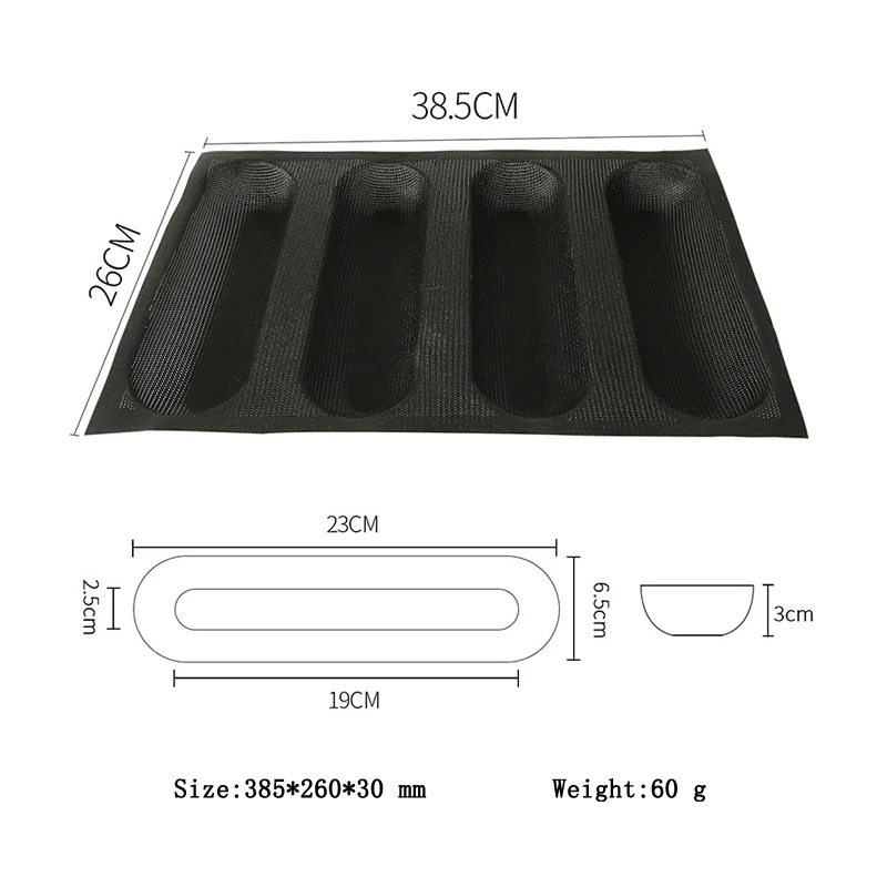 Meibum 4 полости Овальный хлеб стекловолокно силиконовая форма для выпечки длинная буханка хот-дог багет Eclair антипригарное Выпекание лоток пористая форма
