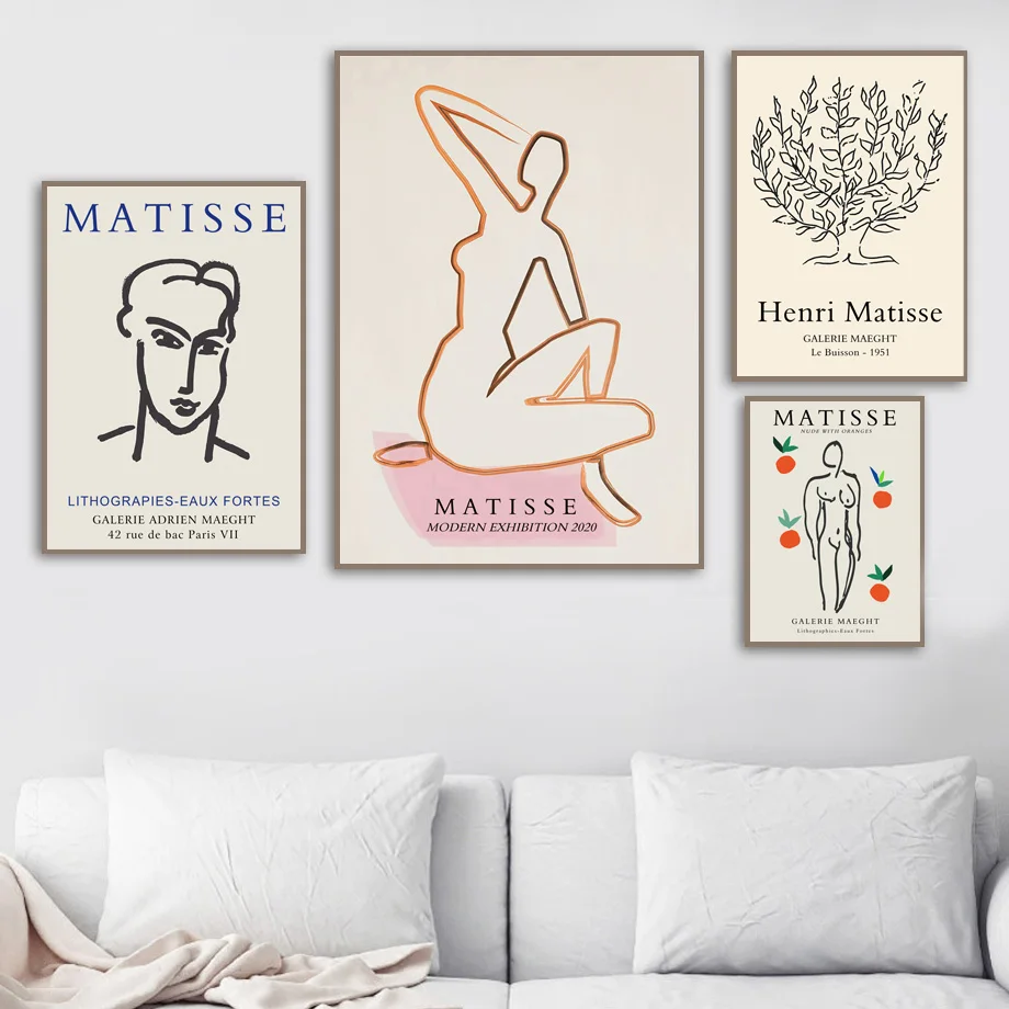 Винтажная абстрактная линия Matisse рисунок тела настенная живопись на холсте
