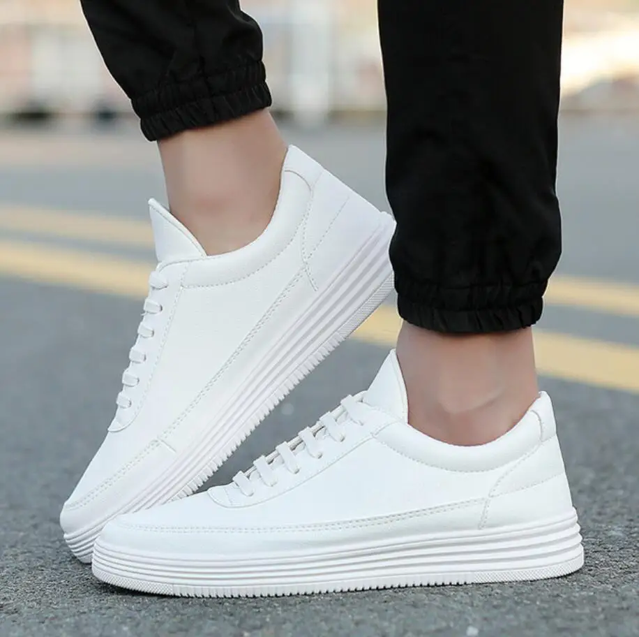 autumn Men platform Shoes Breathable Wear Resistant Flat Shoes Comfortable Summer White Round Toe Lace up chunky Snekaers