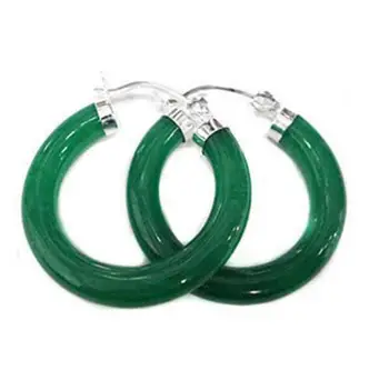 

lady's beautiful round green Natural Stone earrings