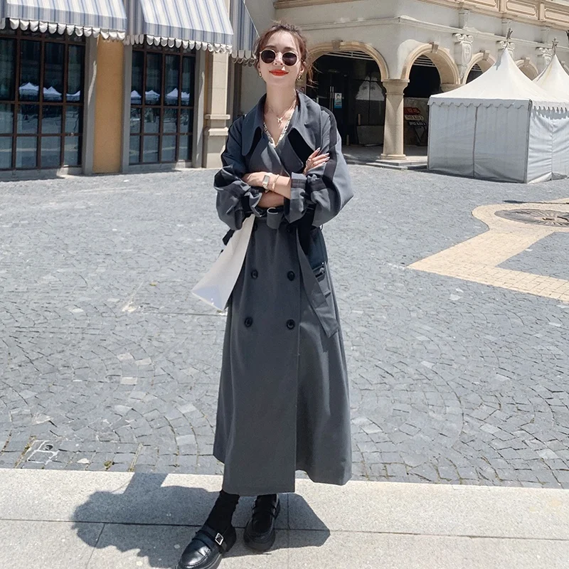 Women's trench coat 2020 autumn stitching contrast