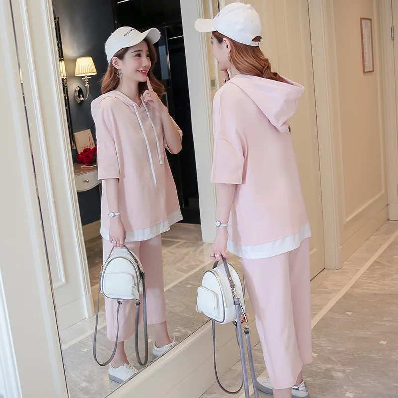 

Photo Shoot Maternity Clothes Spring And Summer New Style Loose Casual Short Sleeve Lactation Garment Set 2019 New Style Go out