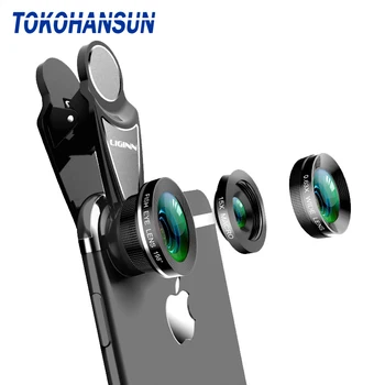 

TOKOHANSUN Universal Fish Eye 3in1 Smartphone Camera Lens Wide Angle Macro Mobile Phone Lens For iPhone 7 6 8 Plus Xiaomi Lenses