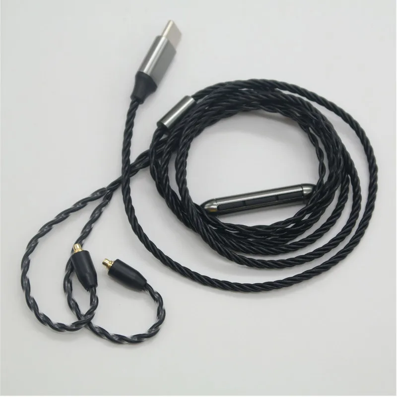 Usb type-C 3,5 мм MMCX кабель для наушников SE 846/W40 W50/TK200/UE900/ES30 ES50 провод для наушников с микро регулятором громкости 1 шт
