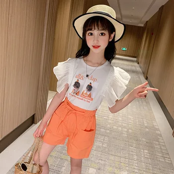 

Children Clothes Girls Summer Outfits Shorts Set Fashion Kids Print Tops And Short Pants Two Piece Cotton Blend Casual Girl Suit