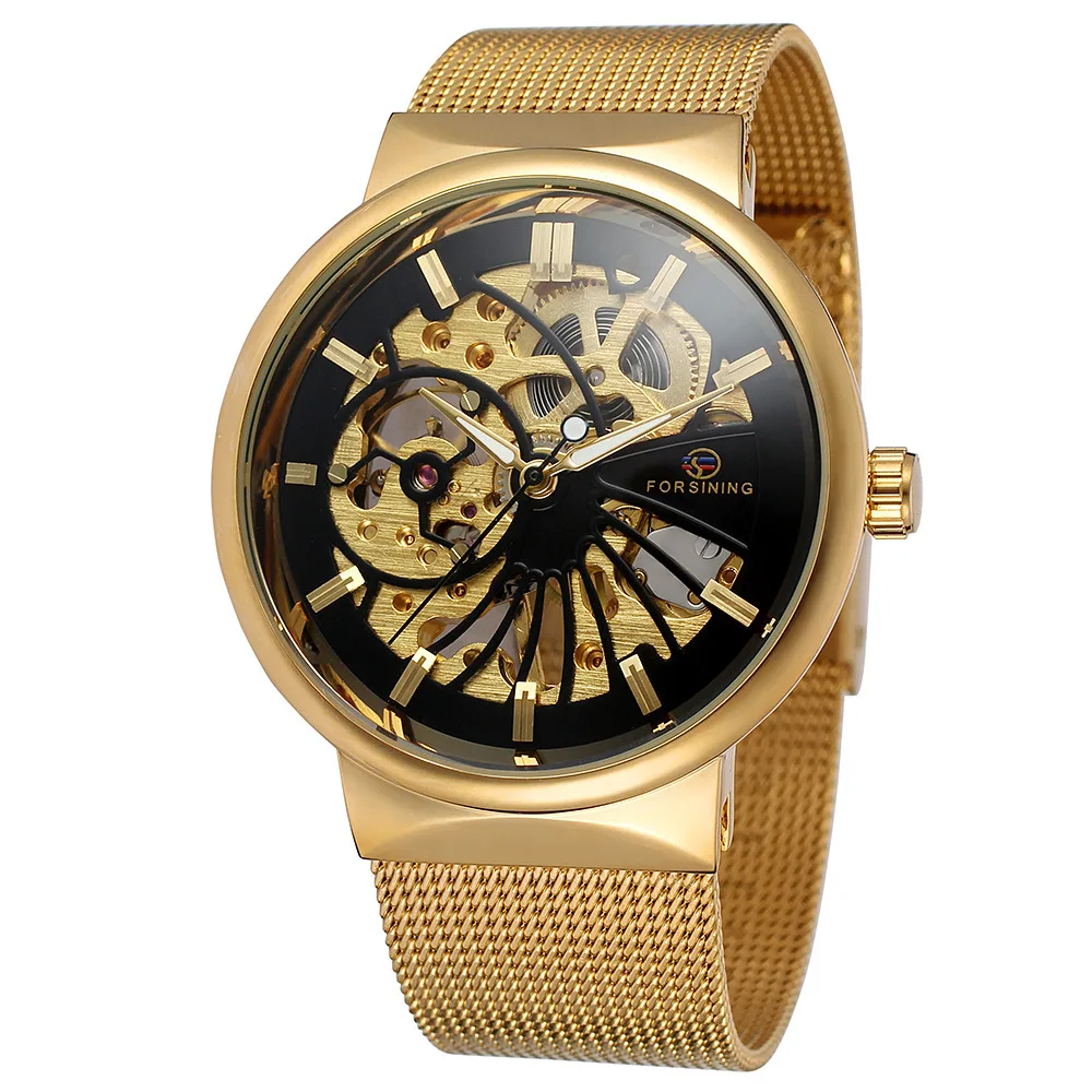

Forsining Genuine Product Fully Hollow out Men Fully Automatic Analog Watch Men Chain Mesh Watch Strap