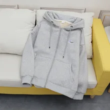 

Casual Solid Zip Up Hoodie Sweatshirt Fleece Warm Long Sleeves Zipper Jacket Thicken Winter Pockets Drawstring Hooded Outwear