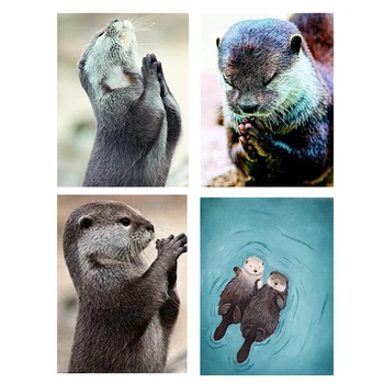

DIY 5D Diamond Painting Full Square Otter Cross Stitch Diamond Embroidery prayer Animals Needlework Round Drill Living Room