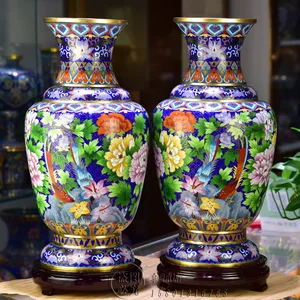 Beijing Cloisonne Vase 20-Inch Six-Line Bottle Blooming Rich Cloisonne Cloisonne Enamel Decoration Wedding Housewarming Gift