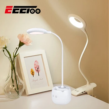 

EeeToo LED Lamp Night Light Bedroom Children Reading Desk Lamp Touch Dimming Clip-on Table Lamp LED Study Light with Pen Holder