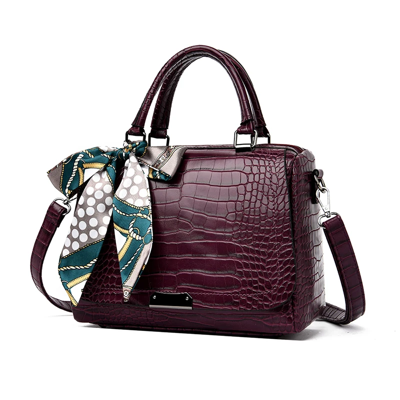 Новинка, модная женская сумка, коричневые роскошные сумки, женские сумки, дизайнерские сумки через плечо для женщин, Сумка-тоут - Color: Purple