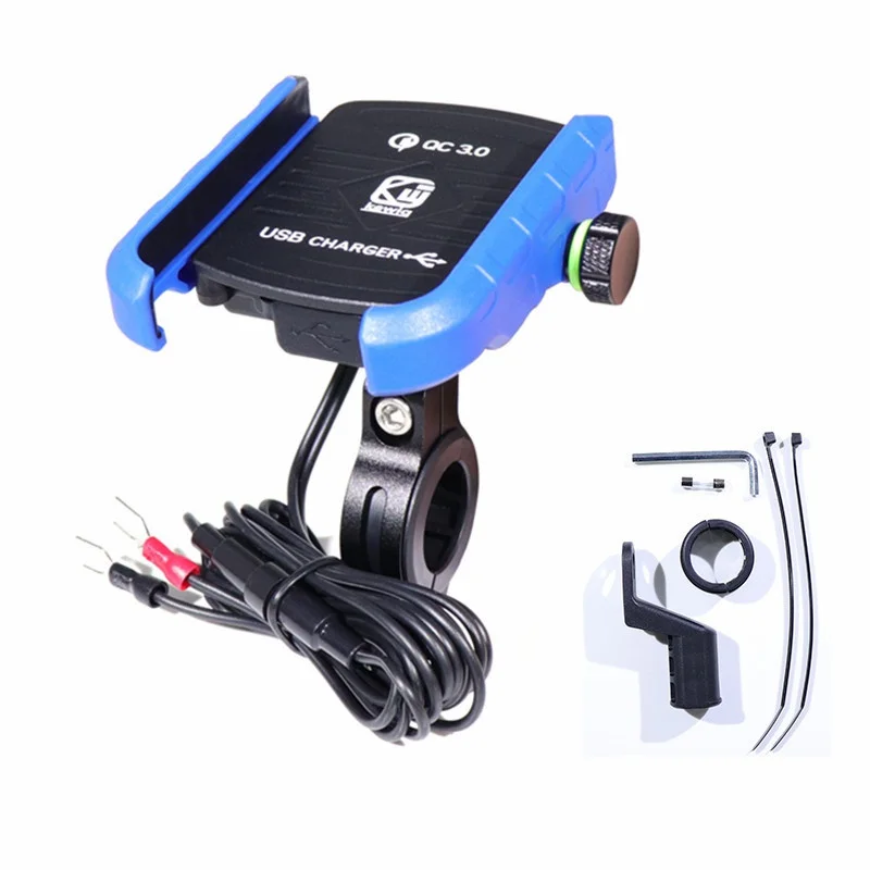 Motorcycle Bicycle Phone Holder Handlebar Clip Stand Aluminum Mount Motorbike QC3.0 Fast Charging Bracket 360 Rotating New | Автомобили и