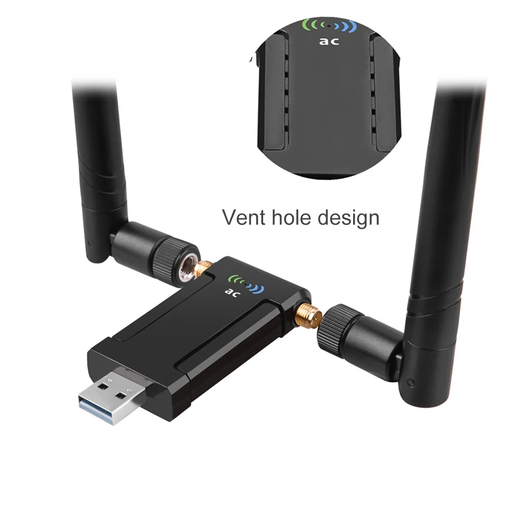 1200 Мбит/с Беспроводная USB Сетевая карта USB3.0 Двухдиапазонная 2,4G& 5,8G Wifi приемник и беспроводной адаптер для ПК с 2 антеннами