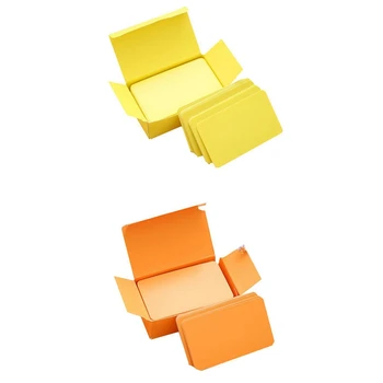 

200 Pcs Cards Blank DIY Graffiti Word Cards Net Small Memo Pad Blocks Memorandum Note Blank Word Cards - 100 Pcs Orange & 100 Pc