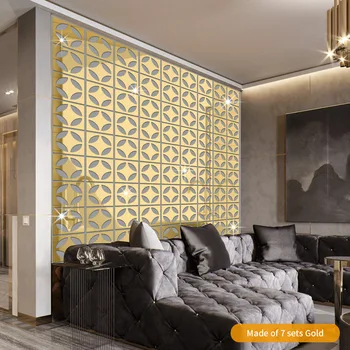 

28X28CM 12 PCS 3D Stickers Circular Hollow Out DIY Full Body Mirror Wall Sticker Acrylic Decal Home Decor Stickers