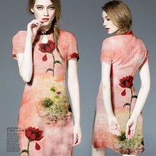 Высококачественный темперамент заказной розы красоты шелковая льняная шелковая Конопля SS345 саржевая текстура шелковая ткань