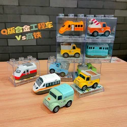Assortiment de Mini véhicules en métal et en plastique, ensemble de voitures amovibles, Rail à grande vitesse, voiture de dessin animé, véhicule d'ingénierie pour enfants, 2 paquets 