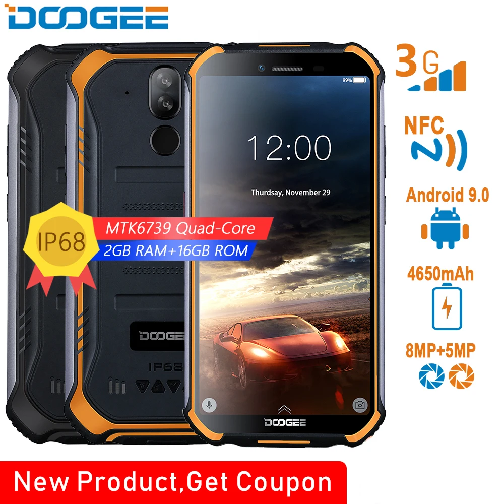 IP68 DOOGEE S40 Lite четырехъядерный 2 ГБ 16 Android 9 0 прочный мобильный телефон 5 дюймов