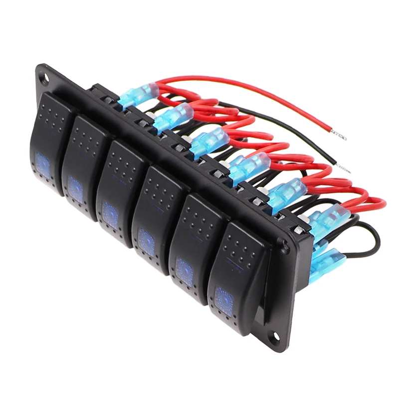 Waterproof 6 Gang Switch Panel Fuse Circuit Breaker Overload Protector