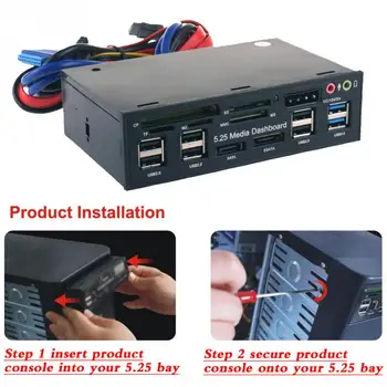 

5.25inch Audio PC Card Reader Front Panel Accessories Computer ESATA Internal All In 1 Media Dashboard USB 3.0 Optical Drive Hub