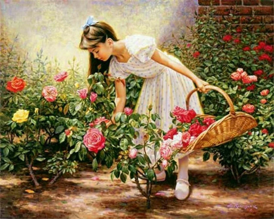 

pretty girl 5d Diamond painting cross stitch diamond Rose mosaic embroidery full rhinestone Restaurant decoration painting