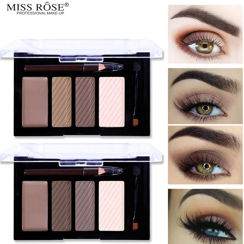 

Miss Rose Brand 2 Color Eyebrow Powder Waterproof Long-lasting Eyebrows Cream + Eye Brow Pencil Brush Highlight Makeup Kit