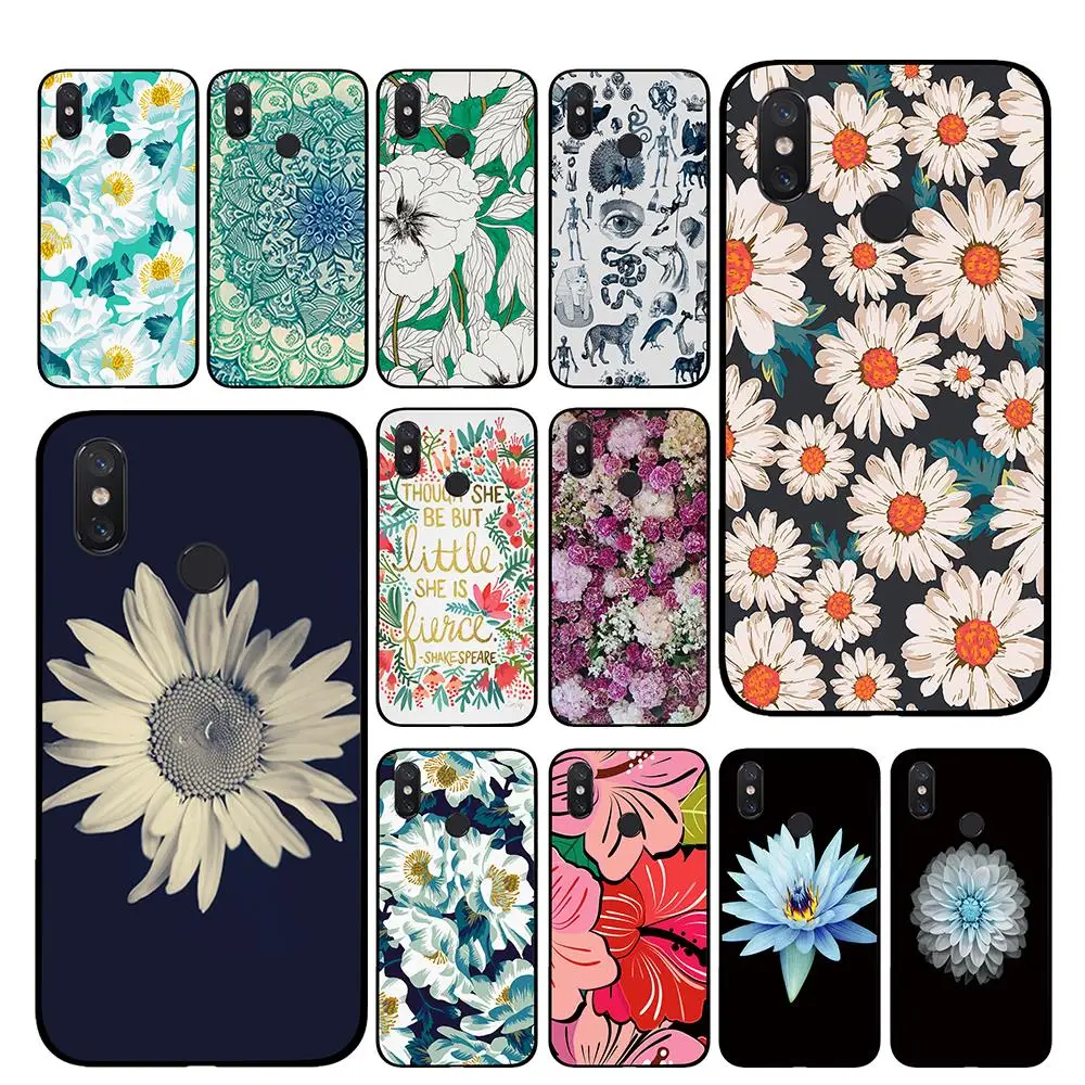 

Chrysanthemum dark flower TPU Phone cases for Xiaomi Redmi GO 4 5 6 7 Pro 4A 4X 5A 5Plus 6A Back cover