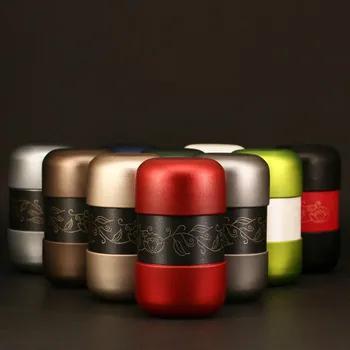 

Red Black Portable Tea Cans Coffee Powder Container Jars Kitchen Spice Storage Organizer Box Travel Coins Seal Jars Metal Pot