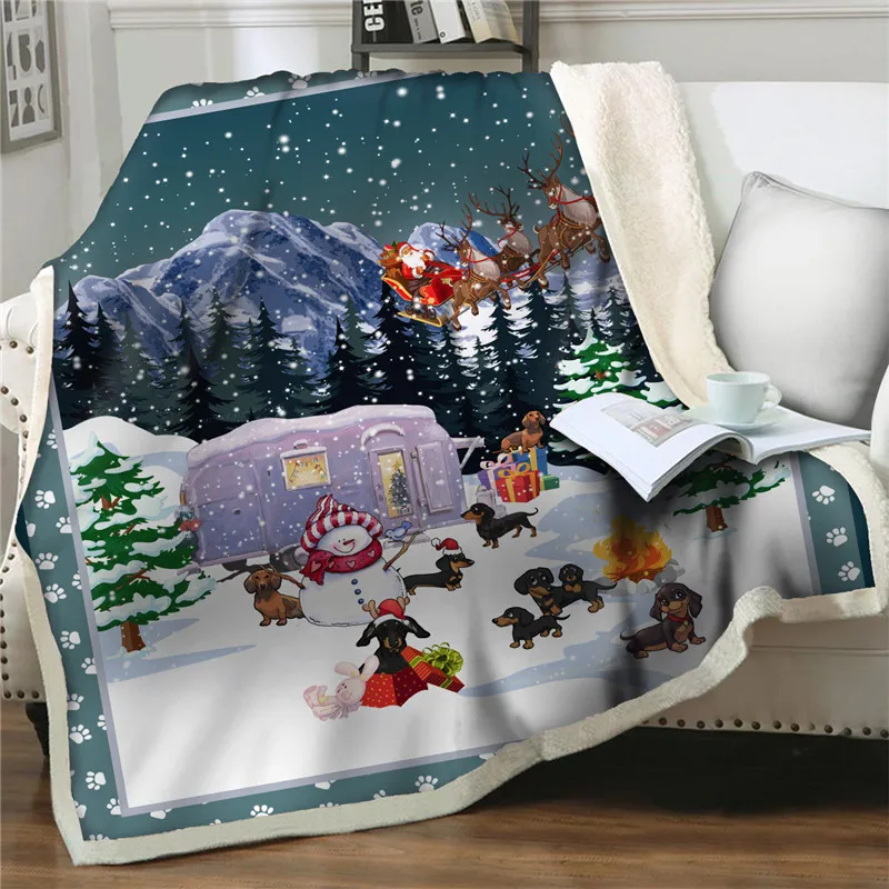 

Merry Christmas Print Square Sherpa Blanket snow scene Picnic Sofa Thick throw Blanket Bedroom bedding couch quilt Home textiles