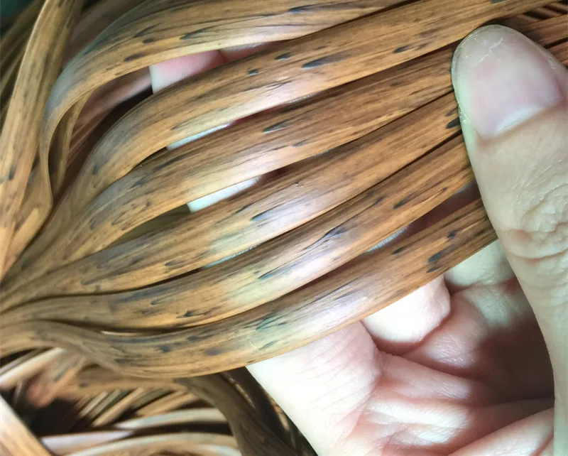 

70M Wood Grain Color/brown Printing Gradient Flat Synthetic PE Rattan Weaving Material Plastic Rattan for Knit and Repair Chair