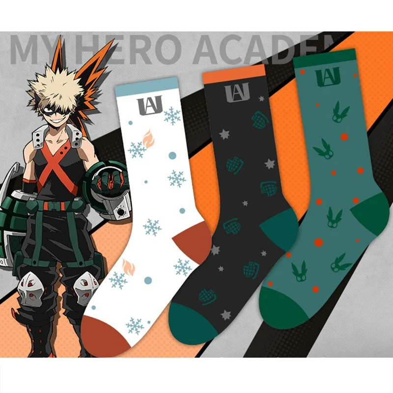 Носки My Hero Academia Bakugou костюм кацуки для косплея Todoroki носки с символикой