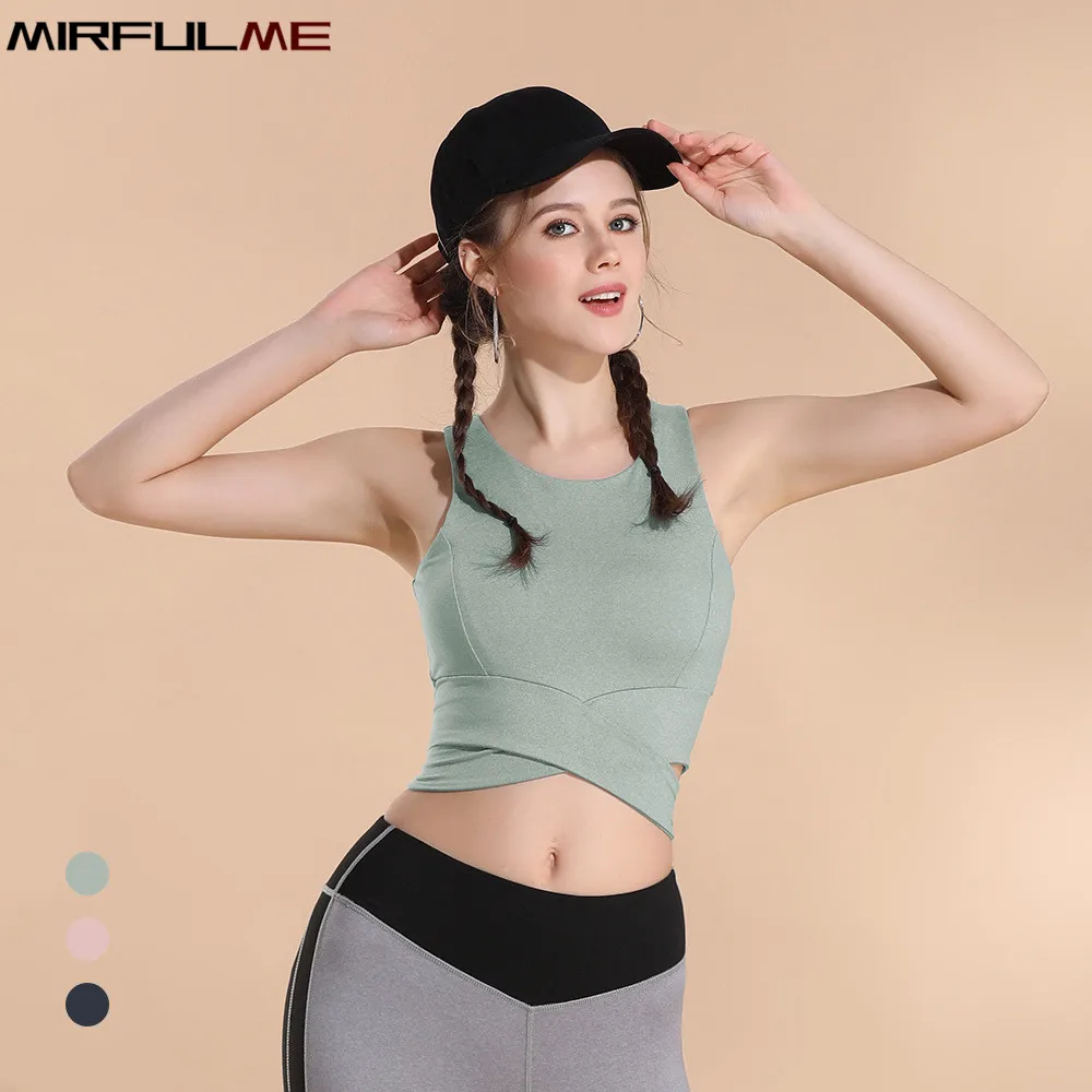 

Women Sport Vest Slim Femme Crop Yoga Shirt Shockproof Running Bras Padded Undershirt Woman Fitness Shirt Quick Dry Sport Bra Bandage Tank Tops Skinny Gym Vest Blouse Sleeveless Training T-shirts Workout Underwaist