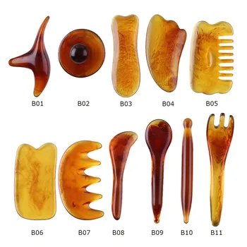 

Resin Beeswax Amber Guasha Scraper Face Neck Back SPA Therapy Massage Board Guasha Board Scraper Massage Tool