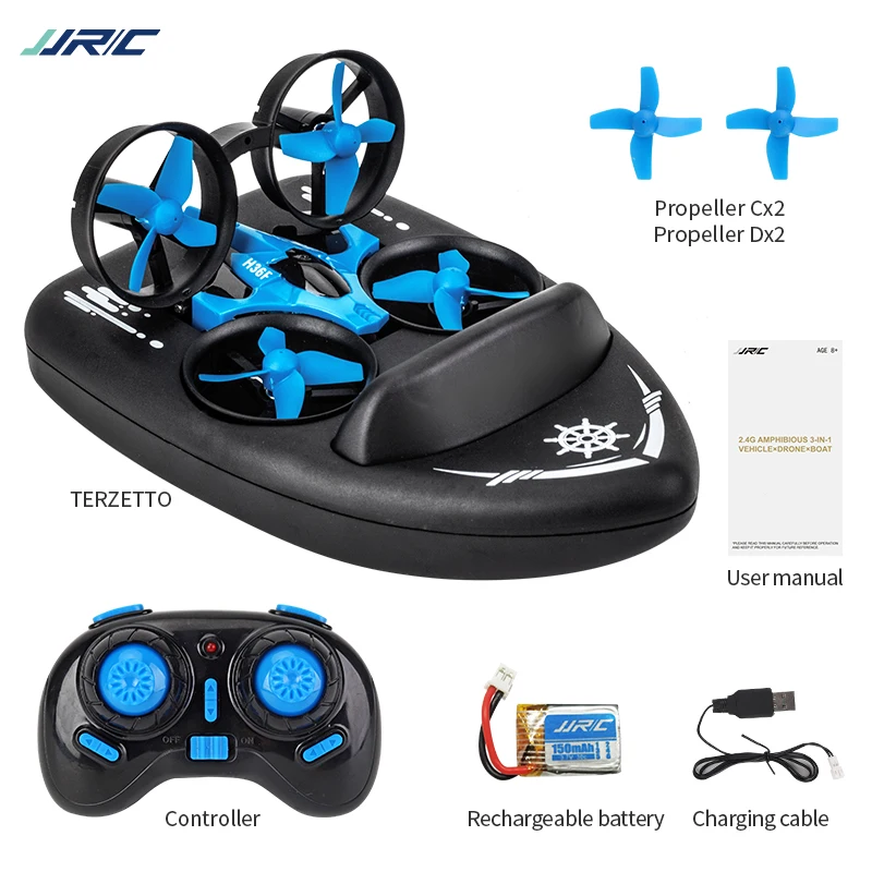 JJRC Drone Mini Drone Boat Vehicle 3 in 1 Helicopter Flying Boat RC Toys For Kids Foldable Quadcopter 2.4G RC Hovercraft Boat JJRC Drone Mini Drone Boat Vehicle 3 in 1 Helicopter Flying Boat RC Toys For Kids Foldable Quadcopter 2.4G RC Hovercraft Boat