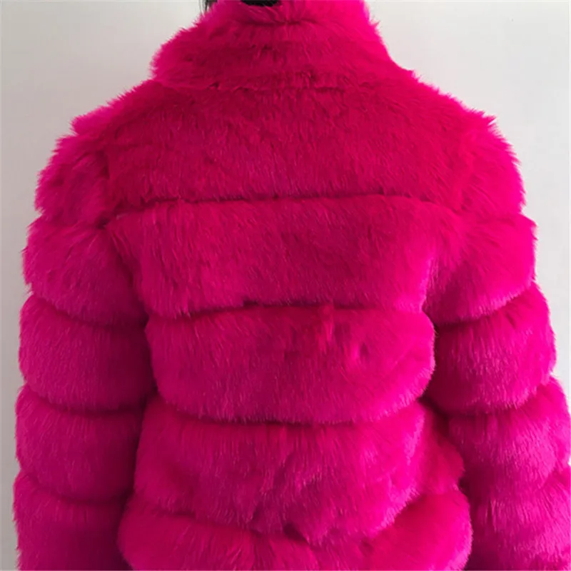 Для женщин зимнее теплое пальто Для женщин из искусственного меха Пальто Толстая Женская плюшевое пальто для девочек женщина Повседневное верхняя одежда размера плюс верхняя одежда - Цвет: rese  red