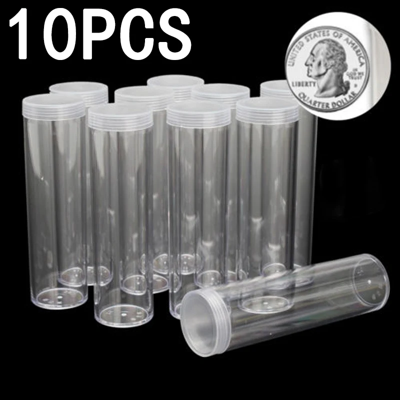 10 шт. 25 мм круглые прозрачные пластиковые монеты футляр для хранения в четверть