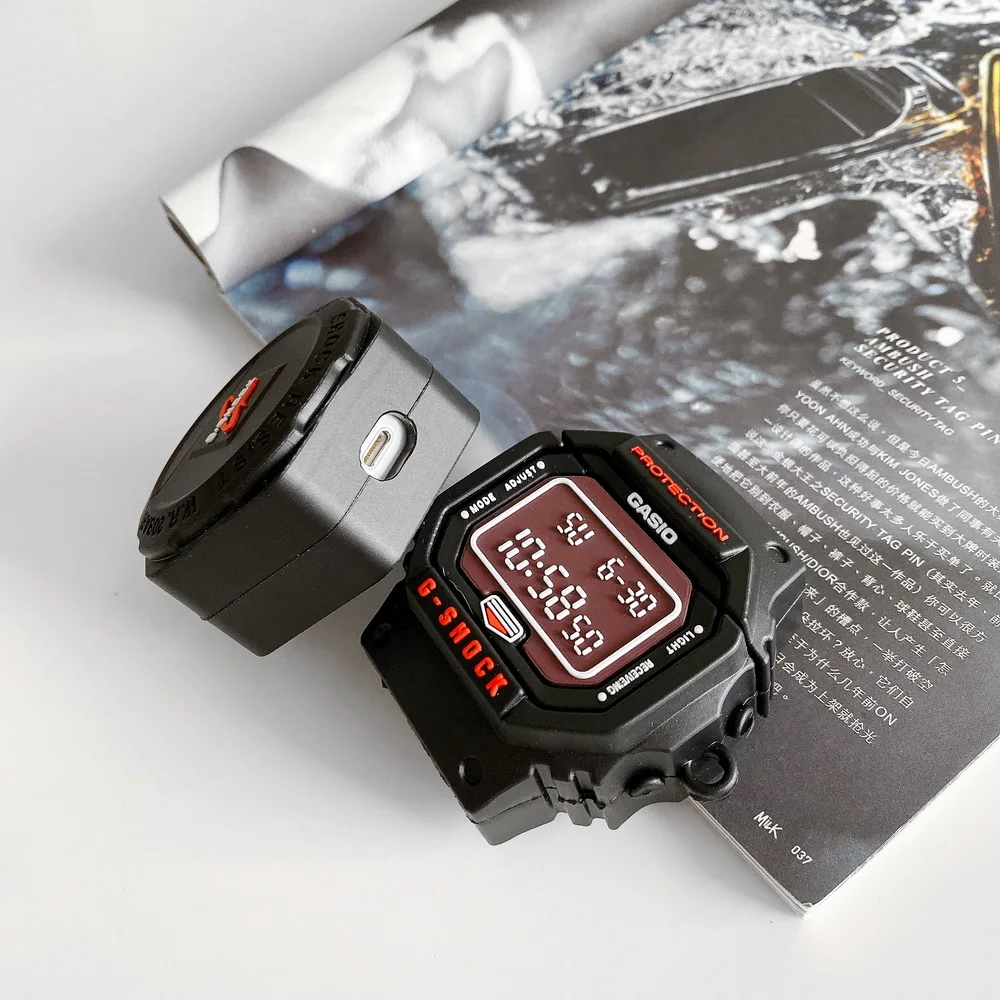 Тренд часы стиль Специальный японский бренд GSHOCK уникальный персонаж 3D мягкий силиконовый для Apple Airpods2 bluetooth наушники чехол