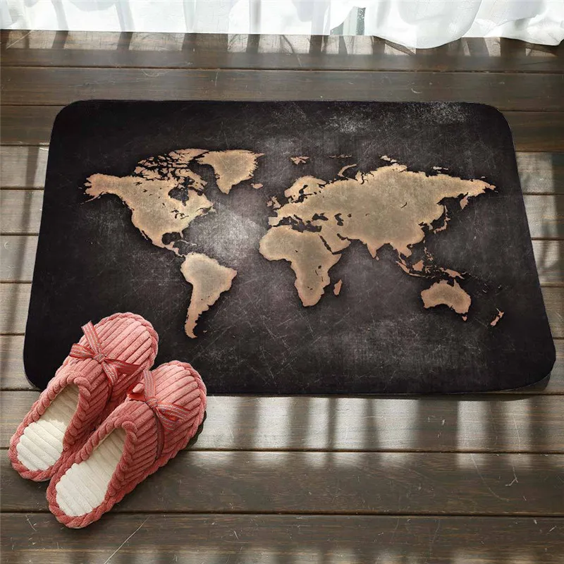 Коврик для кухни, противоскользящий, в скандинавском стиле, карта мира, узор, ванная комната, пылезащитные коврики