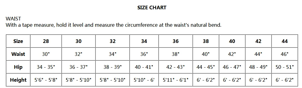size chart