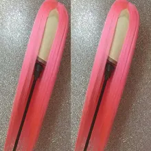 Bombshell розовый прямой синтетический 13*3 парик фронта шнурка термостойкие волокна волос естественная линия волос средний пробор для женщин парики