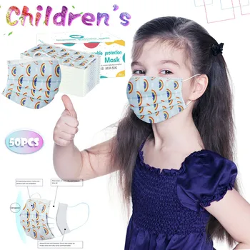 

50pcs Kids Children's Safety Face Mask Safe Masks Unisex Disposable Mouth Masks 3 Layer Elastic Earloop Protect Masks Mascarilla