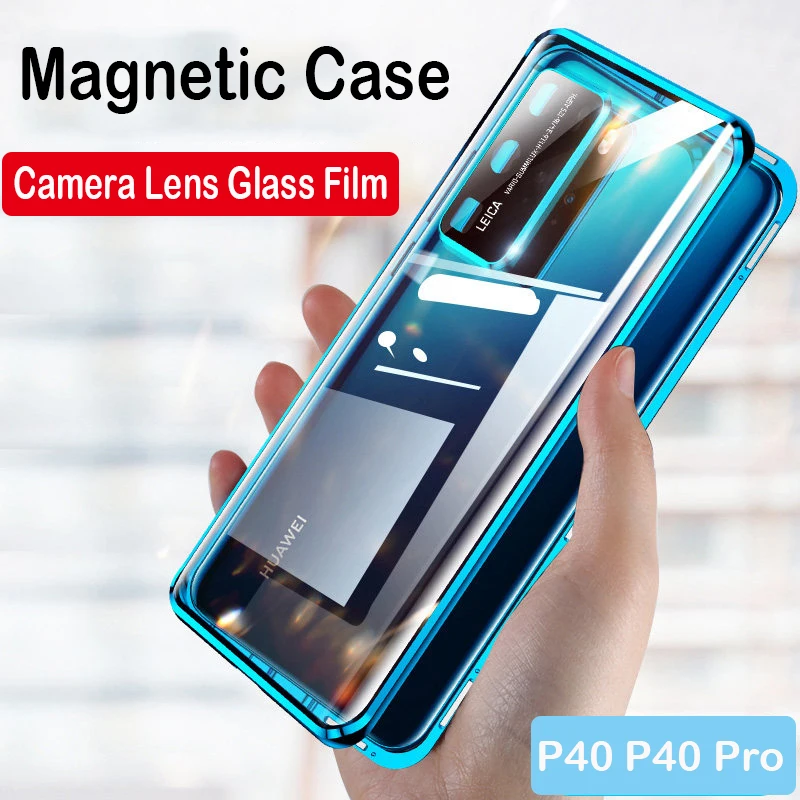 360 полностью Магнитный чехол для телефона Huawei P40 5G Pro Coque Mate 30 20X стеклянный
