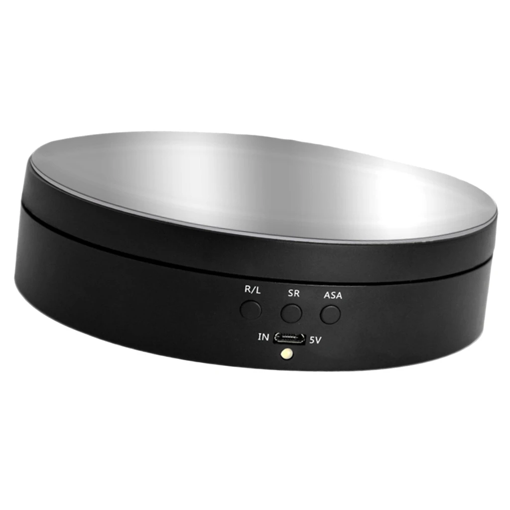 3 Speeds Rotating Display Stand Base Turntable Mirror Top, Battery/USB Powered - 2 Colors for Choose